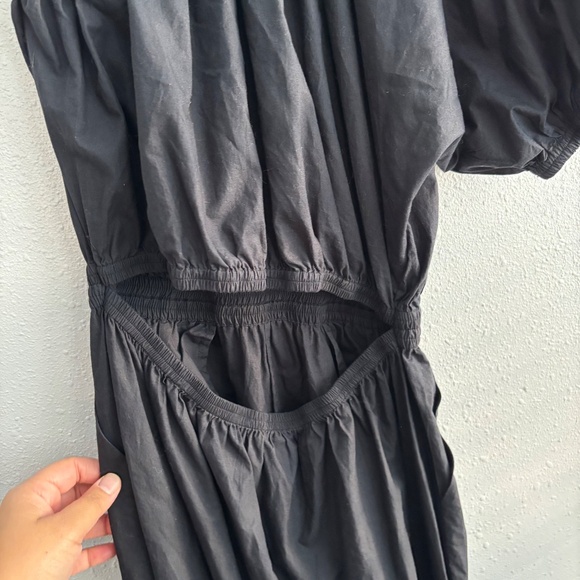 APIECE APART PALMA ONE SHOULDER BLACK ORGANIC COTTON DRESS - Picture 6 of 12